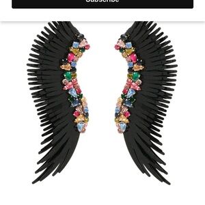 Mignonne Gavigan Black Wing Earrings with Multicolor Gems NWOT